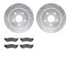 7502-40465 Drilled/Slotted Brake Rotors w/5000 Advanced Brake Pads Kit [Silver], 2004-2006 Mopar, Position: Rear - image 1