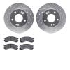 7502-41000 Drilled/Slotted Brake Rotors w/5000 Advanced Brake Pads Kit [Silver], 1998-1998 Mopar, Position: Front - image 1