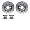 7502-41001 Drilled/Slotted Brake Rotors w/5000 Advanced Brake Pads Kit [Silver], 1988-1989 Mopar, Position: Front - image 1