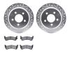 7502-42007 Drilled/Slotted Brake Rotors w/5000 Advanced Brake Pads Kit [Silver], 1995-1998 Mopar, Position: Rear - image 1