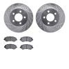 7502-42021 Drilled/Slotted Brake Rotors w/5000 Advanced Brake Pads Kit [Silver], 2002-2007 Mopar, Position: Front - image 1
