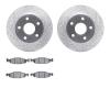 7502-42022 Drilled/Slotted Brake Rotors w/5000 Advanced Brake Pads Kit [Silver], 1999-2002 Mopar, Position: Front - image 1