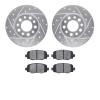 7502-42046 Drilled/Slotted Brake Rotors w/5000 Advanced Brake Pads Kit [Silver], Fits Select Mopar, Position: Rear - image 1