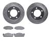 7502-42070 Drilled/Slotted Brake Rotors w/5000 Advanced Brake Pads Kit [Silver], 1978-1981 Mopar, Position: Front - image 1