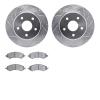 7502-42099 Drilled/Slotted Brake Rotors w/5000 Advanced Brake Pads Kit [Silver], 2008-2012 Mopar, Position: Front - image 1