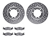 7502-44001 Drilled/Slotted Brake Rotors w/5000 Advanced Brake Pads Kit [Silver], 1992-2004 Mopar, Position: Front, Rear - image 1