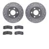 7502-45001 Drilled/Slotted Brake Rotors w/5000 Advanced Brake Pads Kit [Silver], 2000-2005 GM, Position: Rear - image 1