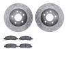 7502-45005 Drilled/Slotted Brake Rotors w/5000 Advanced Brake Pads Kit [Silver], 2006-2011 GM, Position: Rear - image 1