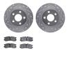 7502-45043 Drilled/Slotted Brake Rotors w/5000 Advanced Brake Pads Kit [Silver], 1998-2003 GM, Position: Rear - image 1