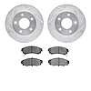 7502-45054 Drilled/Slotted Brake Rotors w/5000 Advanced Brake Pads Kit [Silver], 1986-1992 GM, Position: Front - image 1