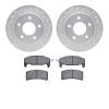 7502-45062 Drilled/Slotted Brake Rotors w/5000 Advanced Brake Pads Kit [Silver], 1988-1994 GM, Position: Rear - image 1