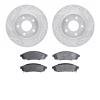 7502-45071 Drilled/Slotted Brake Rotors w/5000 Advanced Brake Pads Kit [Silver], 1994-2001 GM, Position: Front - image 1