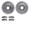 7502-46047 Drilled/Slotted Brake Rotors w/5000 Advanced Brake Pads Kit [Silver], 2004-2009 GM, Position: Front - image 1