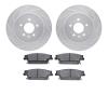 7502-46157 Drilled/Slotted Brake Rotors w/5000 Advanced Brake Pads Kit [Silver], 2005-2011 GM, Position: Rear - image 1