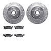 7502-47003 Drilled/Slotted Brake Rotors w/5000 Advanced Brake Pads Kit [Silver], 1977-1995 GM, Position: Front - image 1
