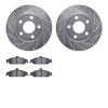 7502-47012 Drilled/Slotted Brake Rotors w/5000 Advanced Brake Pads Kit [Silver], 1997-2005 GM, Position: Front - image 1