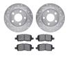 7502-47021 Drilled/Slotted Brake Rotors w/5000 Advanced Brake Pads Kit [Silver], 2004-2016 GM, Position: Rear - image 1