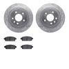 7502-47024 Drilled/Slotted Brake Rotors w/5000 Advanced Brake Pads Kit [Silver], 2011-2019 GM, Position: Rear - image 1