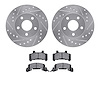 7502-47034 Drilled/Slotted Brake Rotors w/5000 Advanced Brake Pads Kit [Silver], 1982-1984 GM, Position: Front - image 1