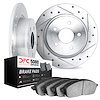 7502-47043 Drilled/Slotted Brake Rotors w/5000 Advanced Brake Pads Kit [Silver], 2001-2007 GM, Position: Rear - image 1