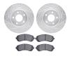 7502-47047 Drilled/Slotted Brake Rotors w/5000 Advanced Brake Pads Kit [Silver], 2001-2007 GM, Position: Front - image 1