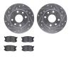 7502-47081 Drilled/Slotted Brake Rotors w/5000 Advanced Brake Pads Kit [Silver], 1985-1989 GM, Position: Front - image 1