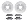 7502-47085 Drilled/Slotted Brake Rotors w/5000 Advanced Brake Pads Kit [Silver], 1988-1996 GM, Position: Front - image 1