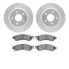 7502-47091 Drilled/Slotted Brake Rotors w/5000 Advanced Brake Pads Kit [Silver], 1988-1994 GM, Position: Front - image 1