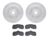 7502-47095 Drilled/Slotted Brake Rotors w/5000 Advanced Brake Pads Kit [Silver], 1967-1968 GM, Position: Front - image 1