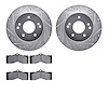 7502-47116 Drilled/Slotted Brake Rotors w/5000 Advanced Brake Pads Kit [Silver], 1963-1982 GM, Position: Rear, Front - image 1