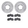 7502-47117 Drilled/Slotted Brake Rotors w/5000 Advanced Brake Pads Kit [Silver], 1967-1970 GM, Position: Front - image 1