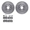 7502-47207 Drilled/Slotted Brake Rotors w/5000 Advanced Brake Pads Kit [Silver], 2007-2010 GM, Position: Front - image 1