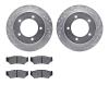 7502-47268 Drilled/Slotted Brake Rotors w/5000 Advanced Brake Pads Kit [Silver], 1991-1998 GM, Position: Front - image 1