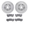 7502-47280 Drilled/Slotted Brake Rotors w/5000 Advanced Brake Pads Kit [Silver], 1990-1990 GM, Position: Front - image 1