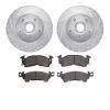 7502-47298 Drilled/Slotted Brake Rotors w/5000 Advanced Brake Pads Kit [Silver], 1969-1996 GM, Position: Front - image 1