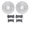 7502-48003 Drilled/Slotted Brake Rotors w/5000 Advanced Brake Pads Kit [Silver], 1998-2003 GM, Position: Front - image 1