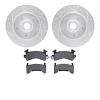 7502-48015 Drilled/Slotted Brake Rotors w/5000 Advanced Brake Pads Kit [Silver], 1991-2002 GM, Position: Front - image 1