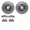 7502-48018 Drilled/Slotted Brake Rotors w/5000 Advanced Brake Pads Kit [Silver], 1988-1991 GM, Position: Front - image 1