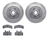 7502-48027 Drilled/Slotted Brake Rotors w/5000 Advanced Brake Pads Kit [Silver], 1992-2002 GM, Position: Front - image 1