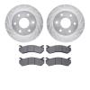7502-48038 Drilled/Slotted Brake Rotors w/5000 Advanced Brake Pads Kit [Silver], 1999-2008 GM, Position: Front - image 1