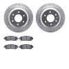 7502-48048 Drilled/Slotted Brake Rotors w/5000 Advanced Brake Pads Kit [Silver], 2002-2009 GM, Position: Rear - image 1