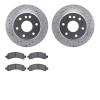 7502-48054 Drilled/Slotted Brake Rotors w/5000 Advanced Brake Pads Kit [Silver], 2002-2014 GM, Position: Rear - image 1
