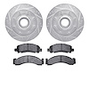 7502-48084 Drilled/Slotted Brake Rotors w/5000 Advanced Brake Pads Kit [Silver], 1974-2005 Multiple Makes/Models, Position: Fron - image 1