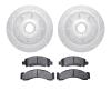 7502-48093 Drilled/Slotted Brake Rotors w/5000 Advanced Brake Pads Kit [Silver], 1994-1995 GM, Position: Front - image 1