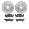 7502-48189 Drilled/Slotted Brake Rotors w/5000 Advanced Brake Pads Kit [Silver], 1993-1995 GM, Position: Front - image 1