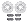 7502-50001 Drilled/Slotted Brake Rotors w/5000 Advanced Brake Pads Kit [Silver], 1989-1993 GM, Position: Front - image 1