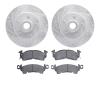 7502-51001 Drilled/Slotted Brake Rotors w/5000 Advanced Brake Pads Kit [Silver], 1991-1996 GM, Position: Front - image 1