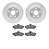 7502-52003 Drilled/Slotted Brake Rotors w/5000 Advanced Brake Pads Kit [Silver], 2005-2006 GM, Position: Rear - image 1