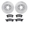 7502-52022 Drilled/Slotted Brake Rotors w/5000 Advanced Brake Pads Kit [Silver], 1990-2005 GM, Position: Front - image 1