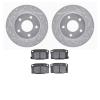 7502-52025 Drilled/Slotted Brake Rotors w/5000 Advanced Brake Pads Kit [Silver], 1990-1990 GM, Position: Rear - image 1